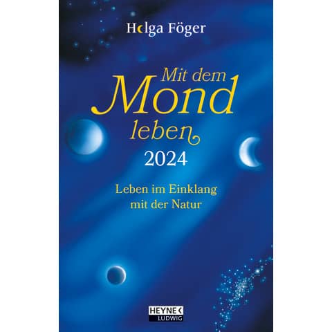 Taschenkalender Heyne 23870 Mondkalender, Jahr 2024, 1 Tag auf 1 Seite, DIN A6 (10 x 15,5 cm)