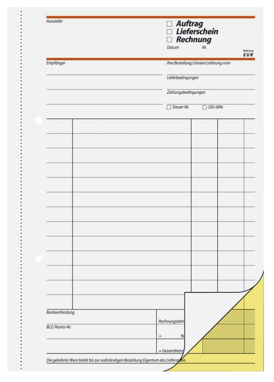 Kombinationsbuch Auftrag/Lieferschein/Rechnung - A5, 1. und 2. Blatt bedruckt, SD, MP, 2 x 40 Blatt