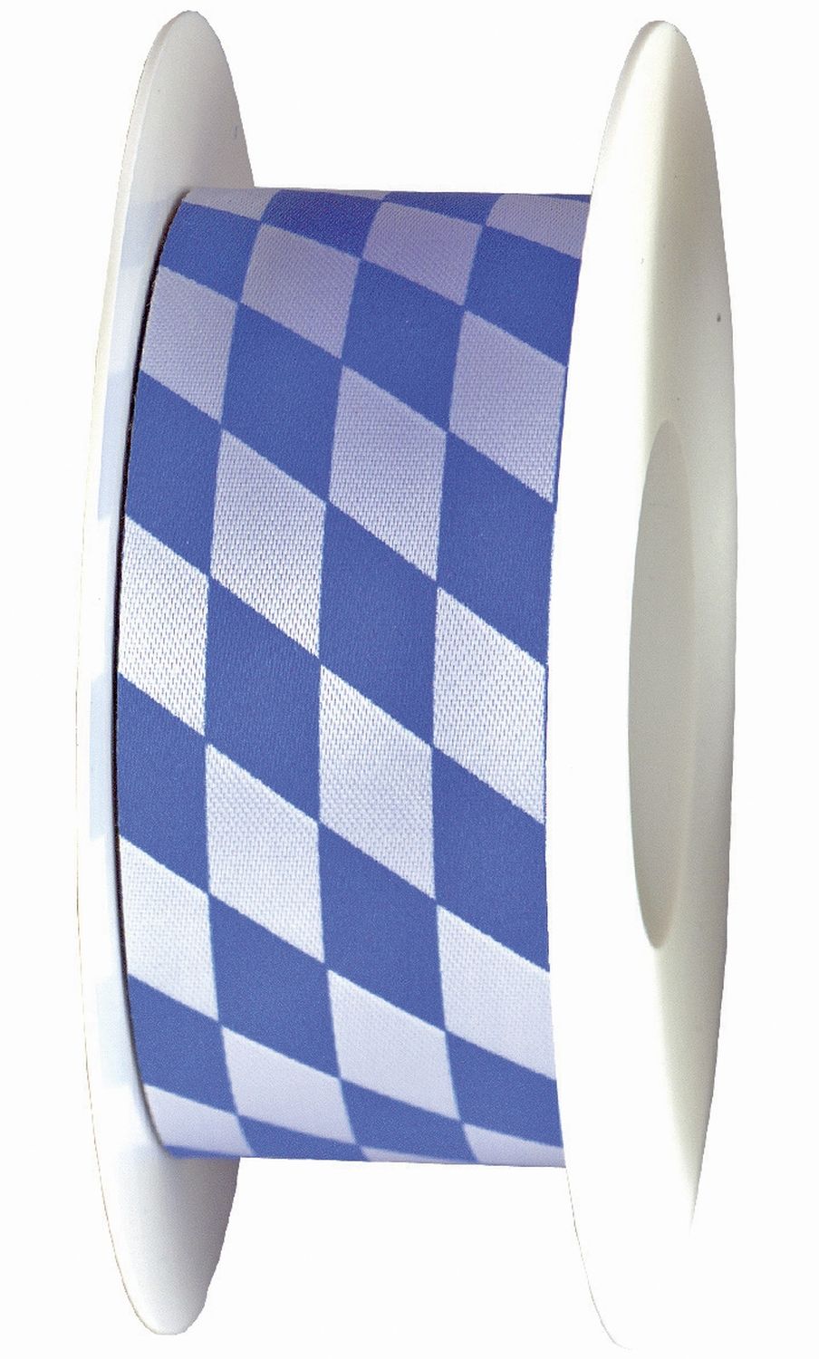 Zier Acetatband - 40 mm x 25 m, Raute, weiß/blau