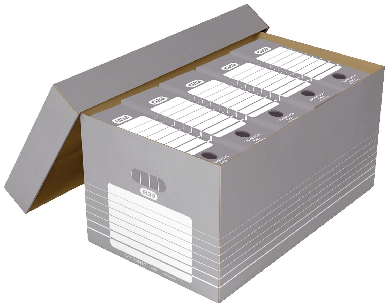Archivcontainer tric maxi 83427 / 100333273 mit Deckel für Hängeregistratur und Ordner, Wellpappe, grau/weiß