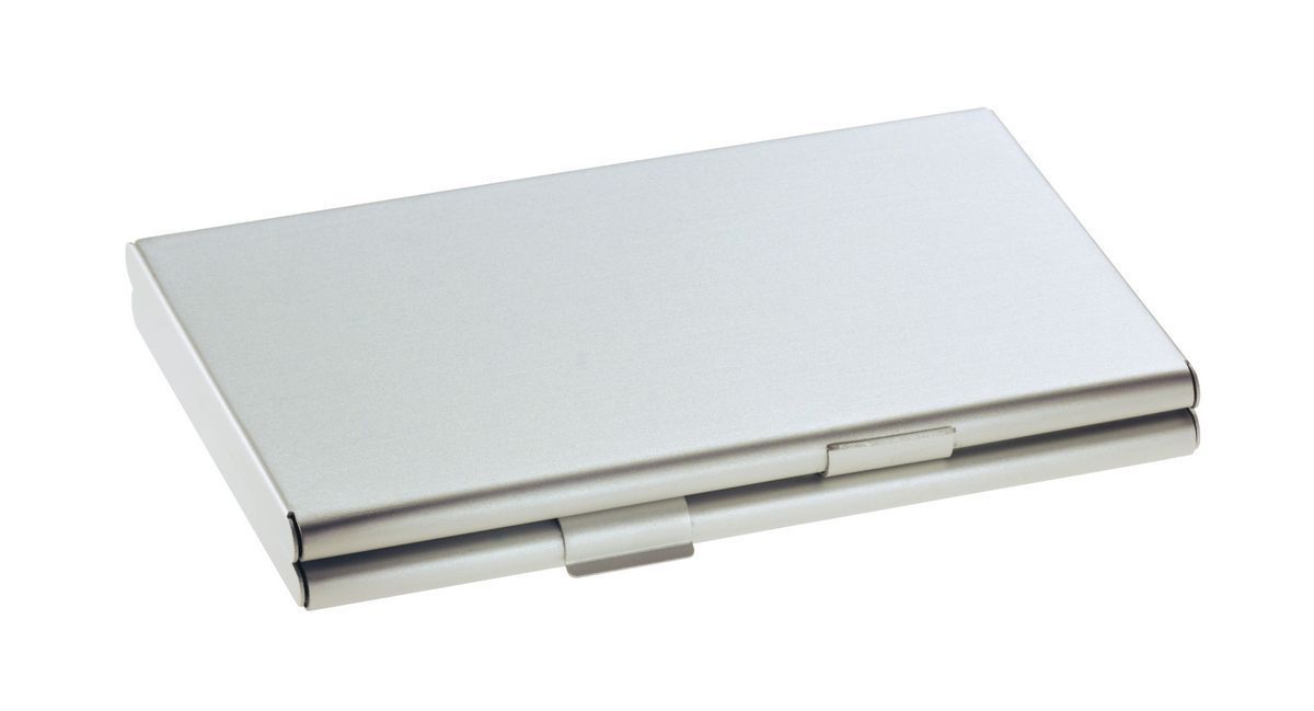 Visitenkarten-Etui Twin -  92 x 63 x 10 mm, silber, matt, mit 2 Fächern