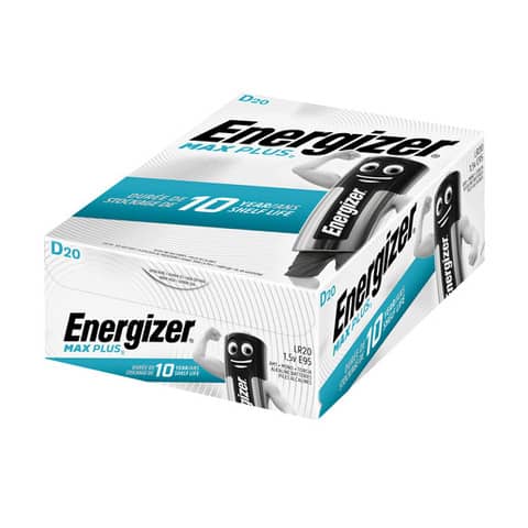 Batterie Energizer Max Plus D E301323704, Mono, LR20,1,5 V, 20 Stück