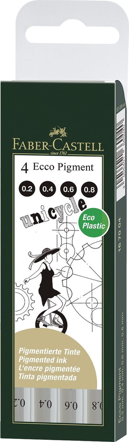 Tintenschreiber ECCO PIGMENT - 4er Set (0,2/0,4/0,6/0,8 mm), schwarz