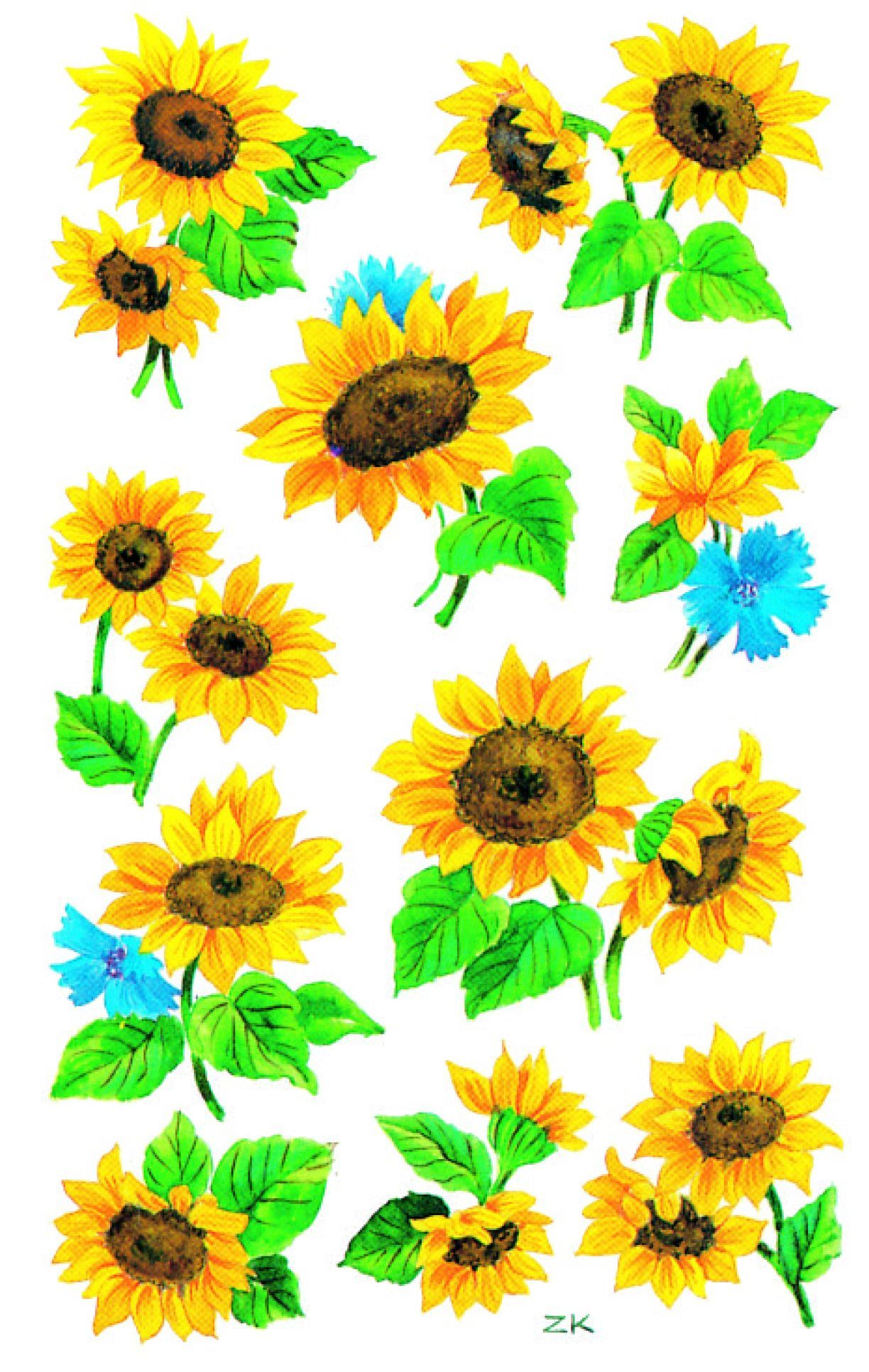 Z-Design 54103, Deko Sticker, Sonnenblumen, 3 Bogen/30 Sticker