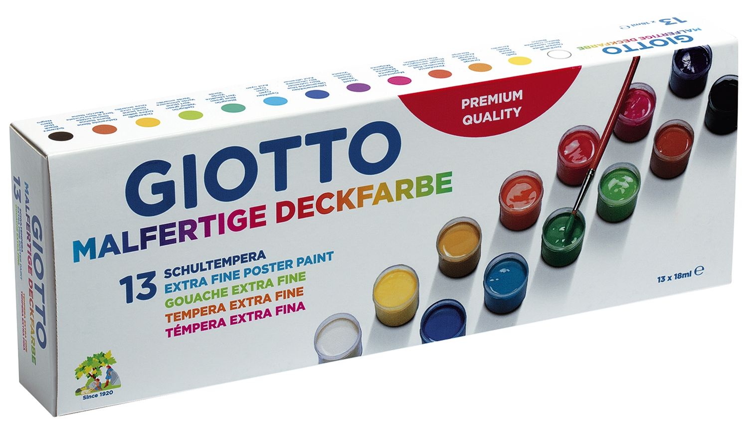 Malfarbe Giotto - 13x 18 ml, sortiert