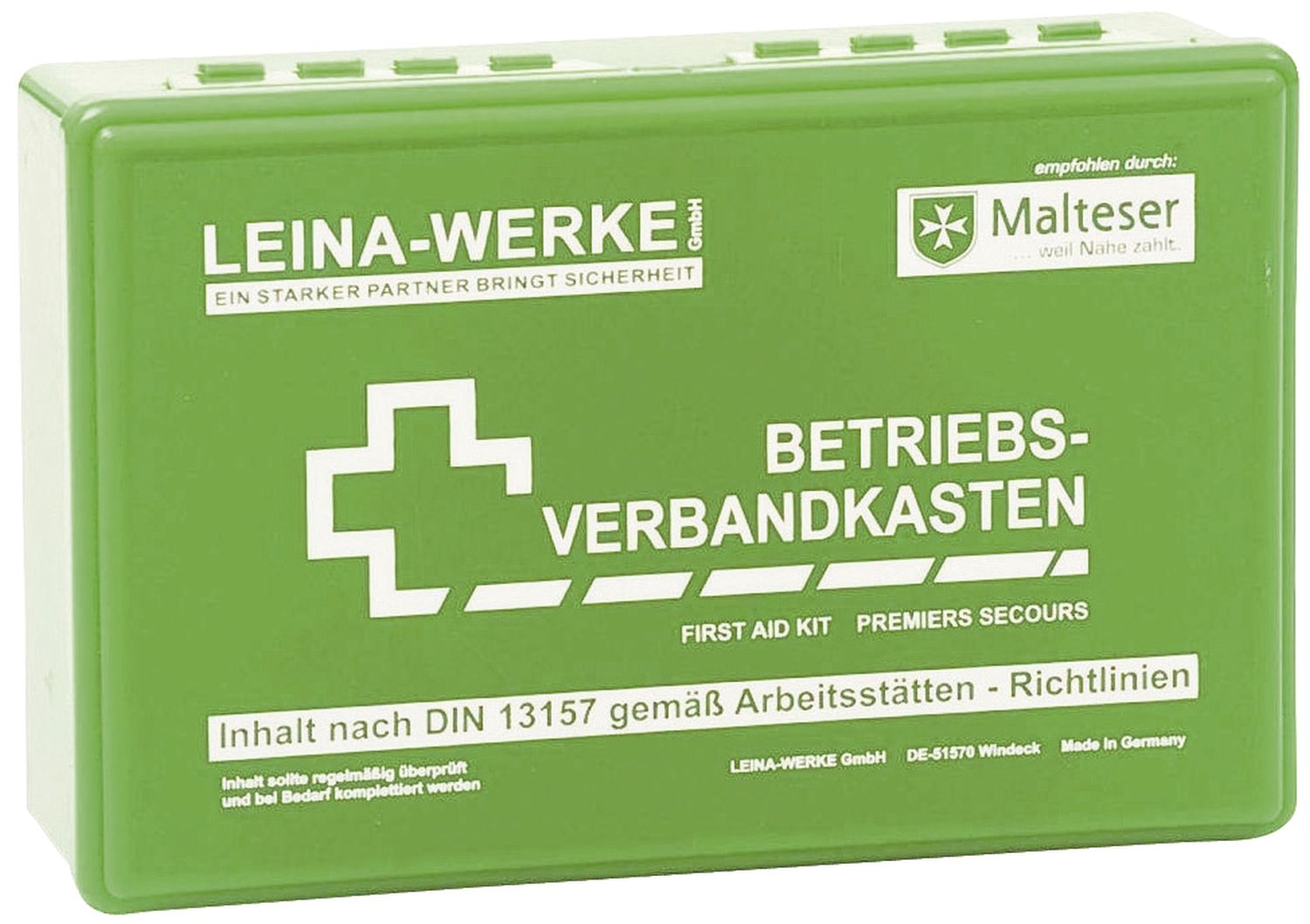 Betriebsverbandkasten nach DIN 13157 klein Leina-Werke 20001, mit Wandhalterung, grün