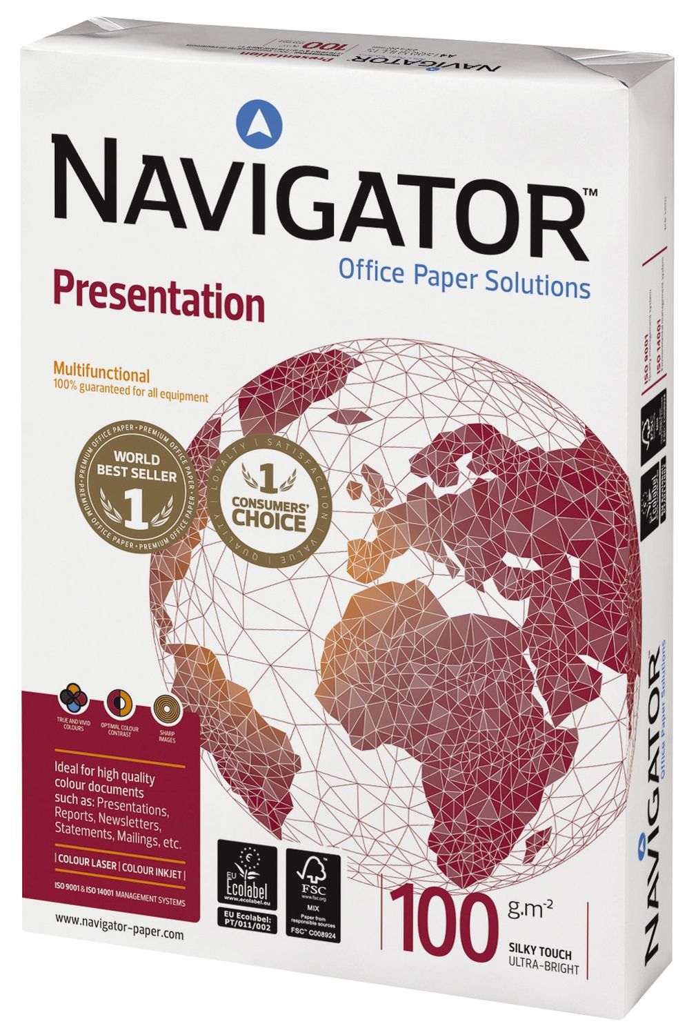 Kopierpapier Navigator Presentation 82437A10B, DIN A4, 100 g/qm, weiß, 500 Blatt