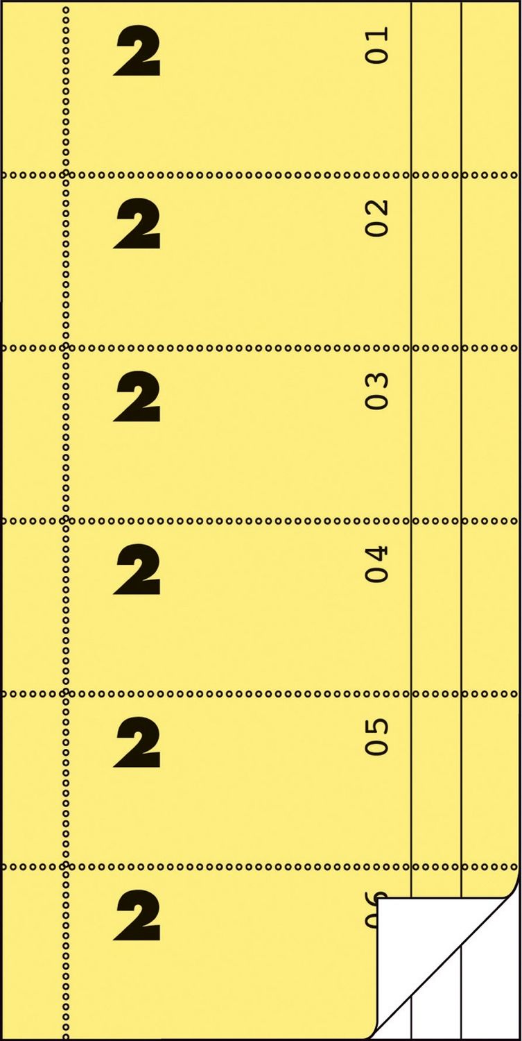 832 Bonbuch, Kompaktblock, mit Kellner-Nr., 2 x 50 Blatt, gelb