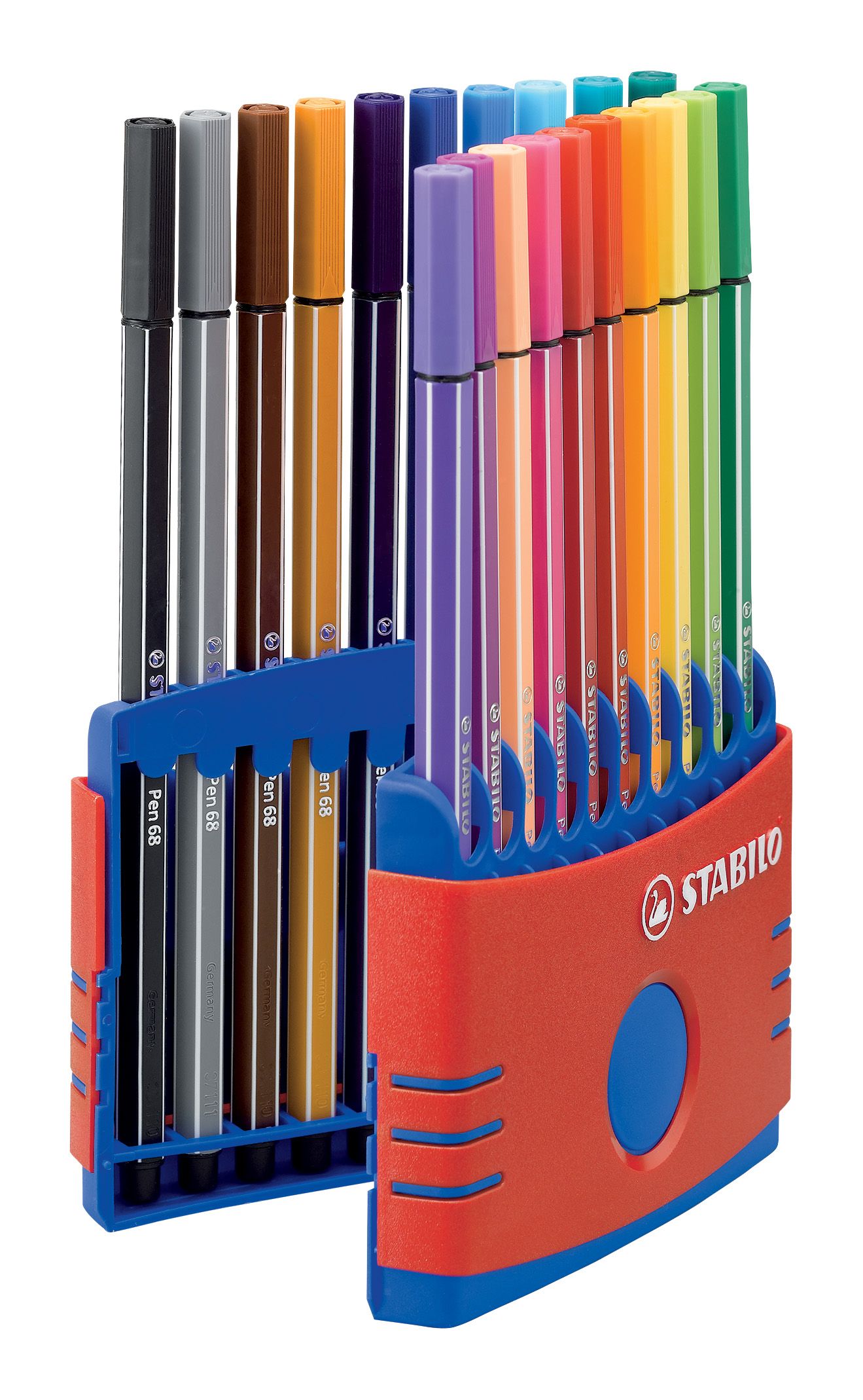 Premium-Filzstift - Pen 68 ColorParade - 20er Tischset in rot/blau - mit 20 verschiedenen Farben