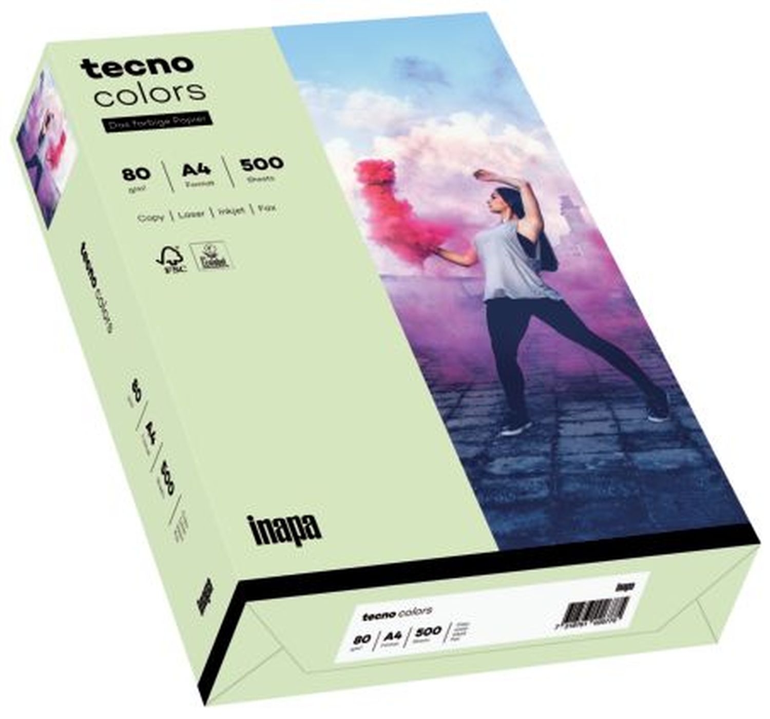 Kopierpapier Inapa tecno® colors 2100011399 DIN A4, 80 g/qm, hellgrün, pastell, 500 Blatt