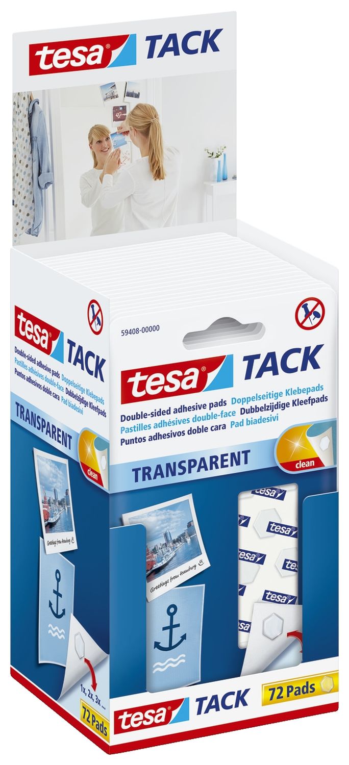 Tack® Klebestücke - 72 Pads, ablösbar, transparent