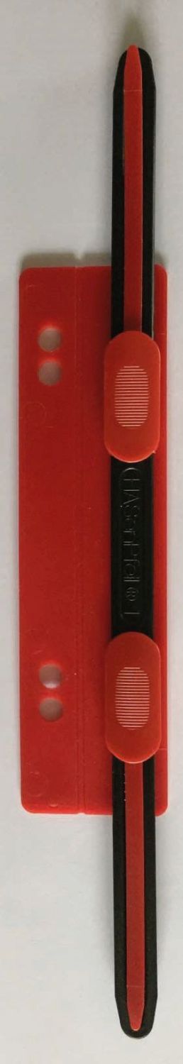 Heftstreifen HASenPfeil 1398542 Kunststoff mit arretierbarer Deckleiste, kurz, rot, 20 Stück