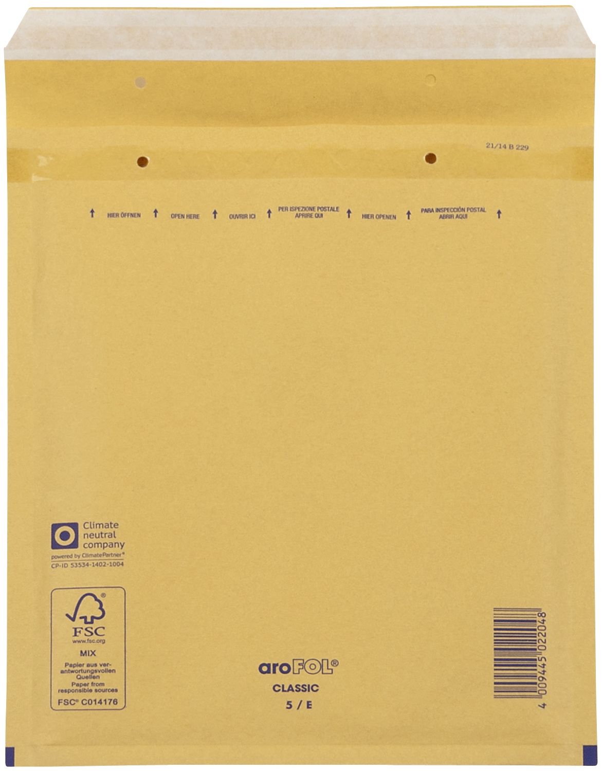 Luftpolstertaschen Nr. 5, 220x265 mm, goldgelb/braun, 100 Stück