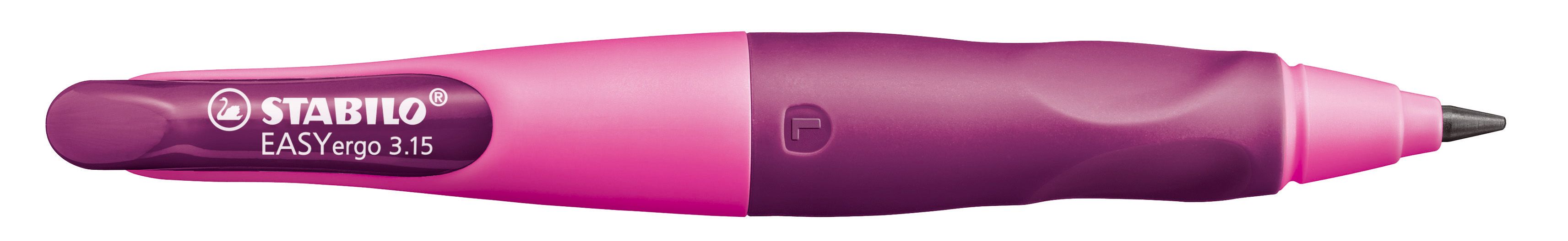 Ergonomischer Druck-Bleistift für Linkshänder - EASYergo 3.15 in pink/lila - Einzelstift - inklusive 1 dicken Mine - Härtegrad HB & Spitzer