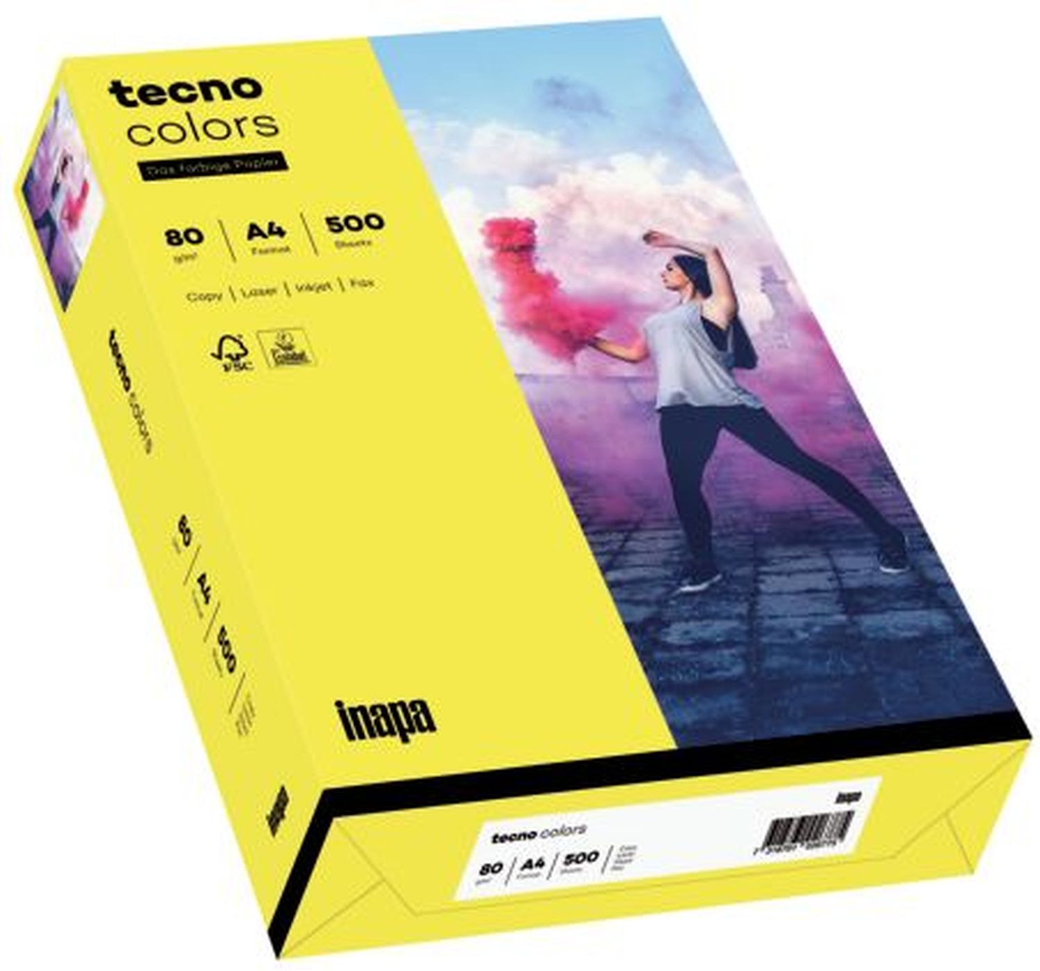 Kopierpapier Inapa tecno® colors 2100011392 DIN A4, 80 g/qm, gelb, Intensiv, 500 Blatt