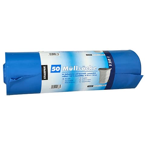 STARPAK Müllsäcke Starpak 12388, 120 Liter, 45 my, 50 Stück, blau