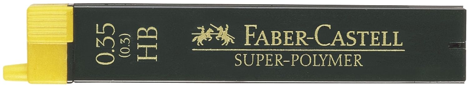 Feinmine SUPER-POLYMER - 0,3/0,35 mm, HB, tiefschwarz, 12 Minen